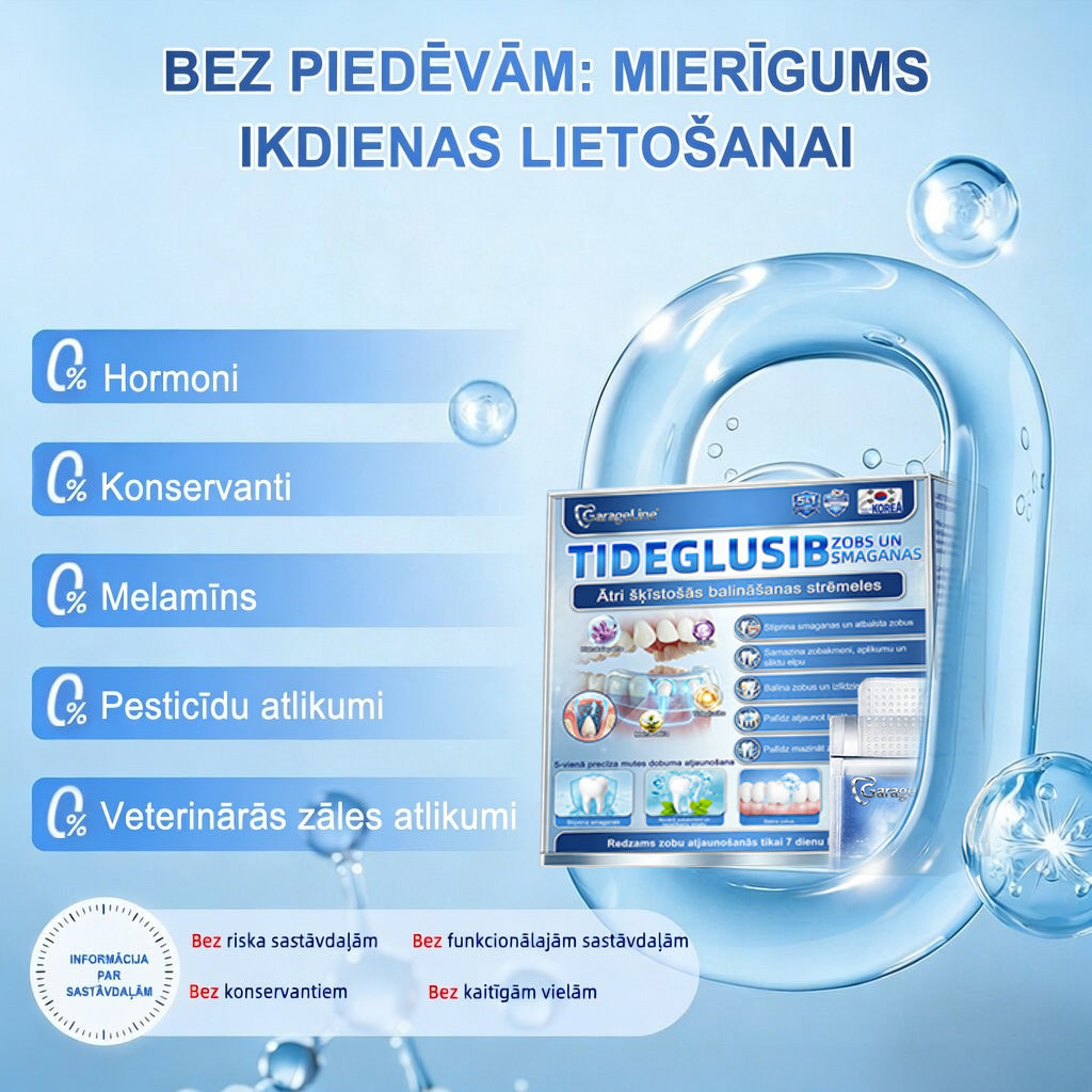 GarageLine®🦷8️⃣ TIDEGLUSIB ZOBU UN SMAGANU NanoLabošanas Šķīstošās Balinošās Sloksnes✨ (Atbalsta zobu atjaunošanu un palīdz mazināt smaganu diskomfortu un citas bieži sastopamas mutes dobuma problēmas